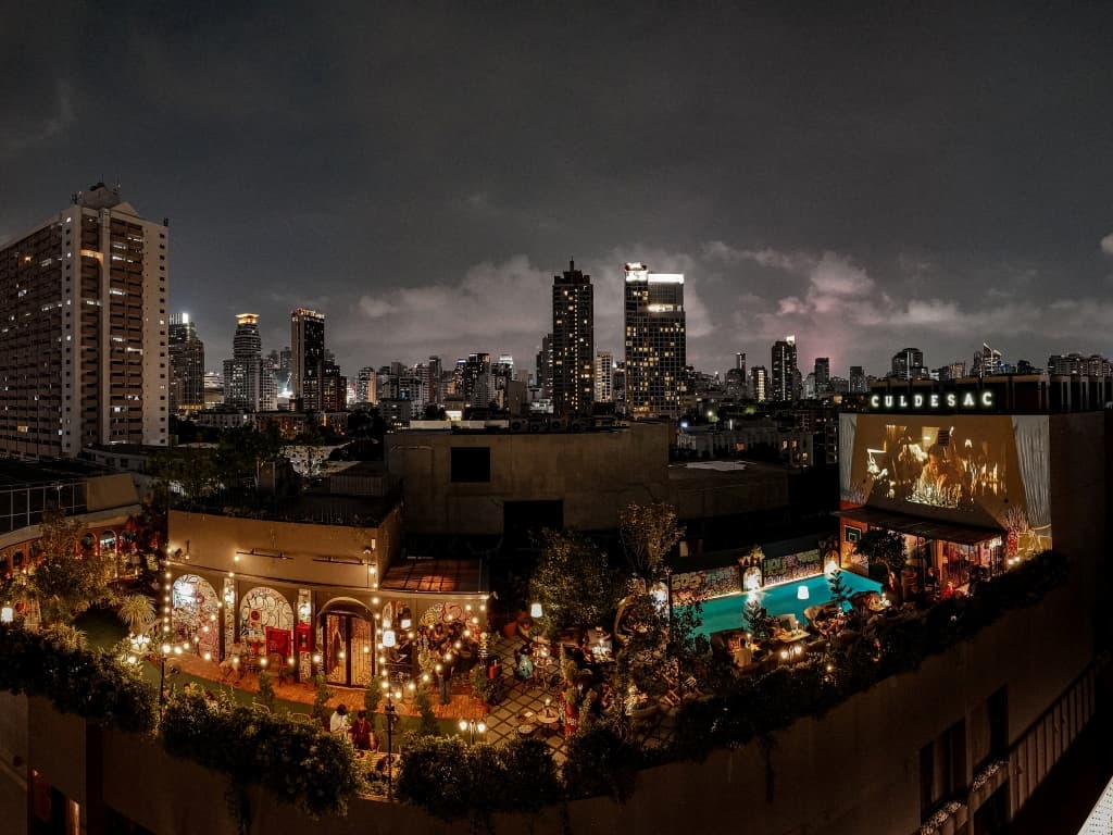 Aerial view of Cul De Sac, rooftop bar in Thonglor
