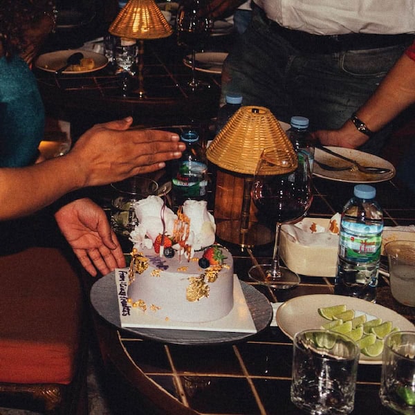 A guest celebrating his private birthday party at Tulum Sky Bar